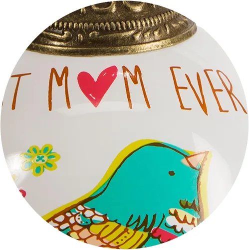 Miniatura 7 de Pavilion Gift Company 54026 - Adorno floral de cristal con texto en inglés "A Mother's Love Best Mom Ever", diseño de pájaro verde azulado