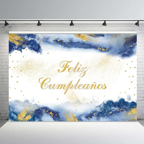 Miniatura 8 de MEHOFOND Telón de fondo de feliz cumpleaños de 7 x 5 pies para niño, fiesta mexicana, suministros de decoración de fiesta de feliz cumpleaños, Azul