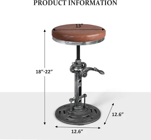 Miniatura 3 de Taburete de bar antiguo con asiento de poliuretano para cocina, comedor, altura de mostrador de 18 a 22 pulgadas, taburetes de café industriales