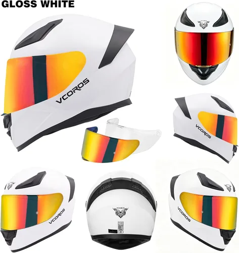 Miniatura 6 de VCOROS Casco integral para motocicleta, unisex, para adultos, aprobado por DOT, WS-609, casco de carreras de moto de calle
