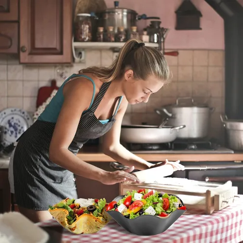 Miniatura 6 de Juego de 6 moldes de ensalada de tacos grandes antiadherentes de 8.4 pulgadas con guantes de silicona y cepillo para untar, moldes para hornear
