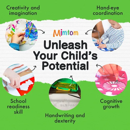 Miniatura 5 de Kit de plantillas de dibujo para niños, juego de 60 piezas de arte con más de 370 formas, bloc de bocetos y lápices de colores para manualidades