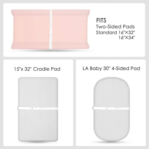 Miniatura 7 de TILLYOU Juego de funda para cambiador de pañales de material suave de jersey para niña, se adapta a almohadillas contorneadas de 32 pulgadas/34 x 16