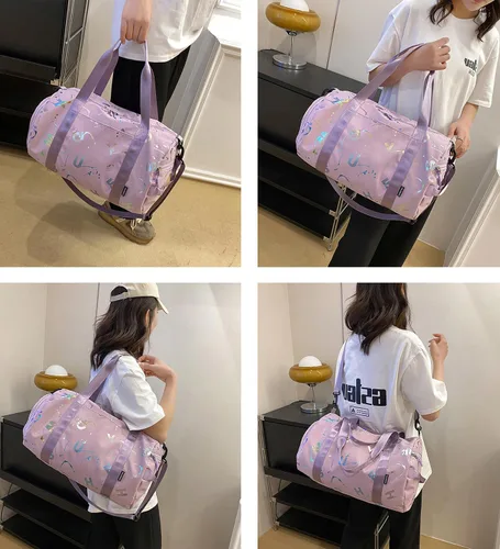 Miniatura 2 de Pequeña bolsa de gimnasio para mujer, bonita bolsa de viaje deportiva con compartimento para zapatos y bolsillo húmedo, bolsa de mano para el fin