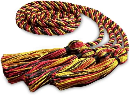 Endea Graduation Cordón de honor doble de tres colores (negro/rojo/dorado)