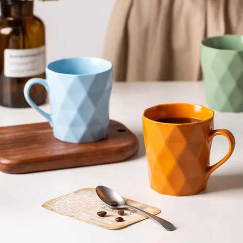 Miniatura 3 de Juego de 6 tazas de porcelana de 11 onzas, juego de tazas de té y cacao, azul, mate
