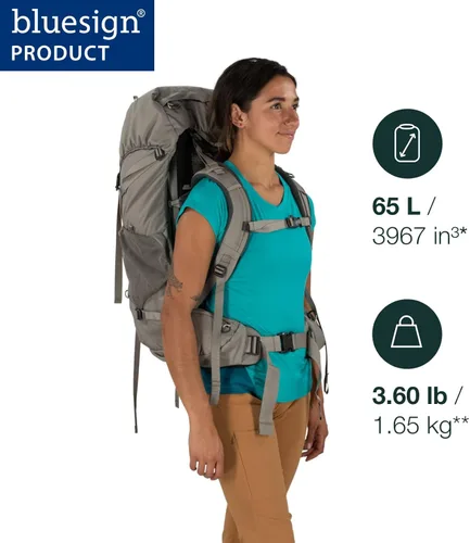 Miniatura 2 de Osprey Renn 65L Mochila de mochilero para mujer, azul cascada/naranja melón Cascada Azul/Melón Naranja