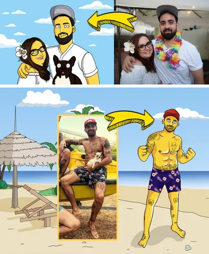 Miniatura 5 de Retrato de dibujos animados de estilo Simpson personalizado de tu foto, medio cuerpo, prueba de 24 horas, póster impreso o lienzo, regalo