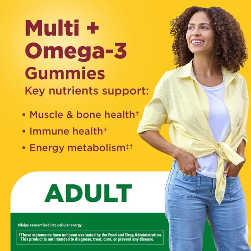 Miniatura 3 de Nature Made Multivitamínico + Omega-3, gomitas multivitamínicas para mujeres y hombres, apoyo nutricional diario, 80 vitaminas y minerales