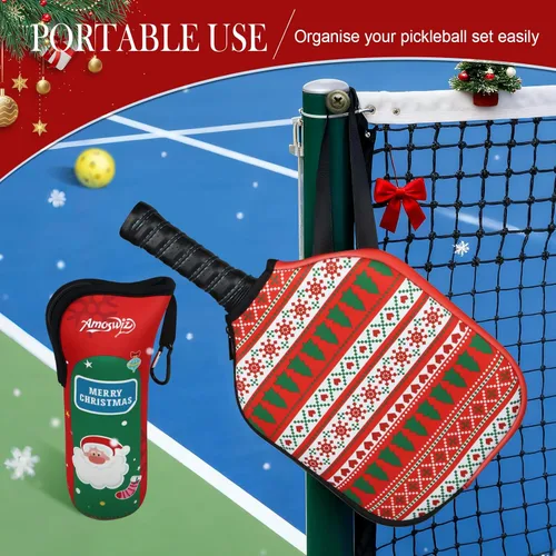 Miniatura 4 de Soporte para pelotas de pickleball – 1 bolsa de almacenamiento para pelotas, bolsa de tenis portátil con gancho para valla, soporte de botella