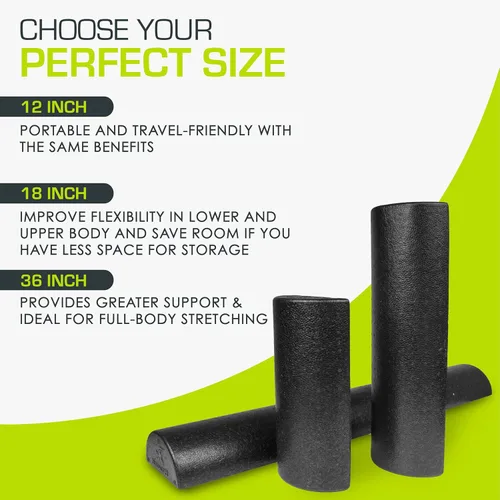 Miniatura 10 de ProsourceFit Rodillos de espuma de alta densidad largos, herramienta de masaje atlético firme de cuerpo completo para estiramiento de espalda, yoga