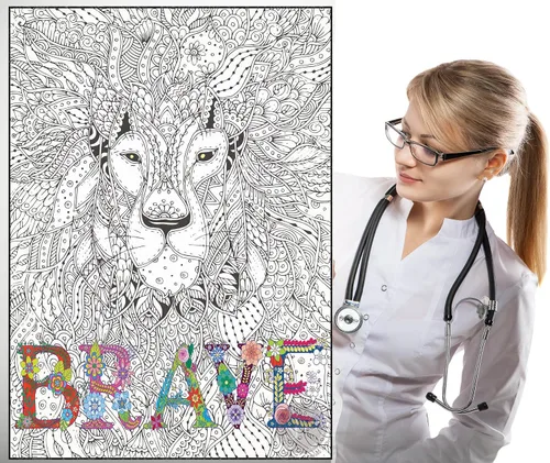 Miniatura 7 de SJPRINTER Arte de pared inspirador, póster motivacional gigante para colorear con mandala, para niños y adultos, ideal para niñas y niños