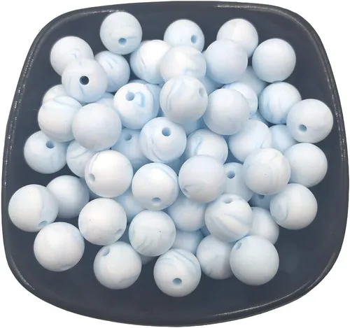 Miniatura 24 de Cuentas de perlas de silicona focales para bolígrafo, 100 cuentas redondas de silicona sueltas de 0.59 pulgadas a granel para llavero, mamá mujer