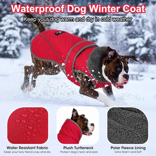 Miniatura 2 de Dogcheer Abrigo para Perro, Chaqueta Impermeable para Perro Abrigo de Invierno Reflectante para Mascotas con Gancho y Velcro Ajustable, Chaqueta
