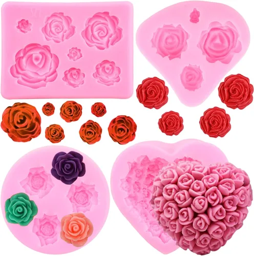 Miniatura 13 de ZiXiang Moldes de fondant para el día de San Valentín, moldes de silicona para pastel de fondant de boda, de oso, corazón, letra de amor, caramelo