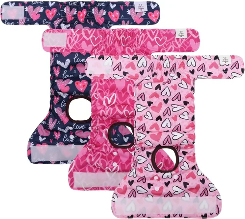 Miniatura 7 de CuteBone Pañales para Perras Hembras Lavables Pequeño Mediano Grande Paquete de 3 Pañales Reutilizables para Perritas Pantalones de Período