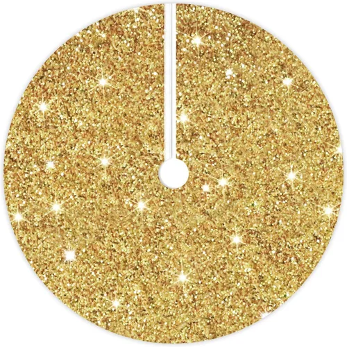 Miniatura 10 de Faldón para árbol de Navidad con lentejuelas doradas brillantes de 21 pulgadas, faldón de terciopelo con lentejuelas para árboles delgados, collar
