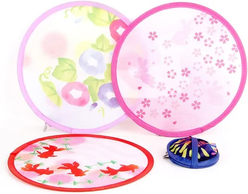 Miniatura 3 de MXY Ventilador plegable estilo japonés de verano redondo plegable de mano, hermoso patrón de decoración de festivales, boda, cumpleaños, decoración