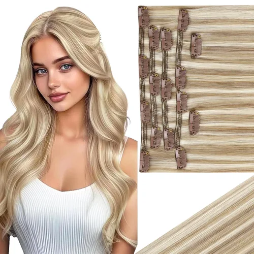 Miniatura 56 de Ve Sunny Extensiones de cabello clip-in de cabello humano real con reflejos, extensiones de cabello con clip para cabello corto, marrón oscuro