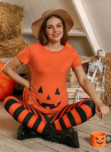 Miniatura 5 de Spadehill Camisa de manga corta divertida de maternidad de Halloween para mujer
