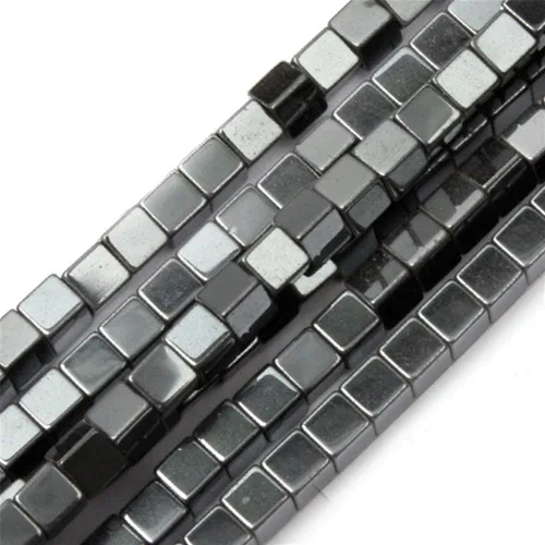 GEM-Inside - Cuentas sueltas de hematita negra cuadrada de 0.157 in no magnéticas, cuentas sueltas para hacer joyas, 15 pulgadas