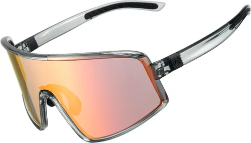 ROCKBROS Gafas de sol deportivas polarizadas para hombres y mujeres, gafas de ciclismo con protección UV Gris brillante/polarizado negro y rojo