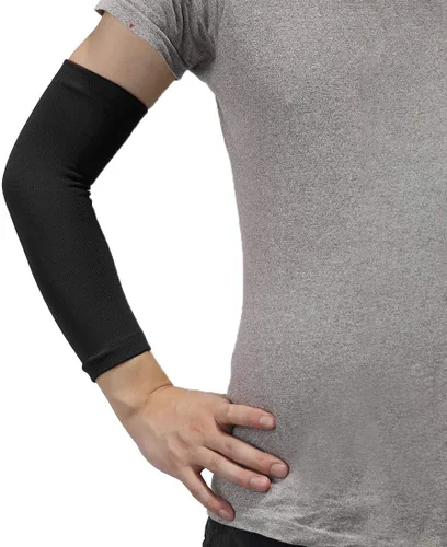 Miniatura 2 de uxcell Mangas de compresión transpirables para hombre, mangas de brazo con soporte para codo para deportes