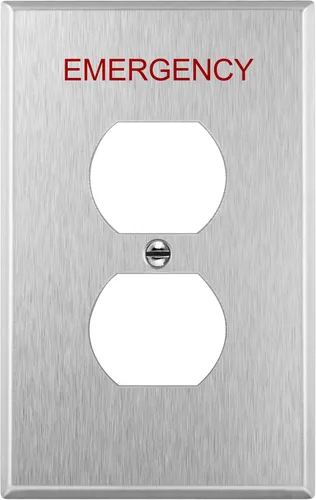 Miniatura 26 de ENERLITES Placa de pared de metal dúplex para receptáculos, cubierta de salida de acero inoxidable, resistente a la corrosión, tamaño de 1 banda