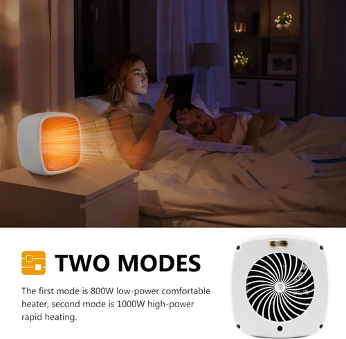Miniatura 3 de YOUCIDI - Calentador eléctrico de cerámica portátil de 1000 W/800 W, calentador pequeño compacto, se calienta en 2 segundos, seguro y silencioso