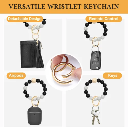 Miniatura 4 de Sodsay Estuche para tarjetas, cartera delgada con bolsillo frontal, para mujer, sujetatarjetas con llavero