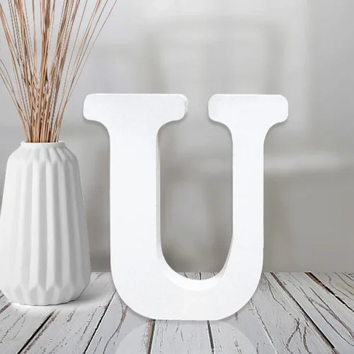 Miniatura 20 de AOCEAN Letras de madera blanca de 4 pulgadas sin terminar para decoración de pared, letras decorativas de pie en rodajas, decoración de tablero