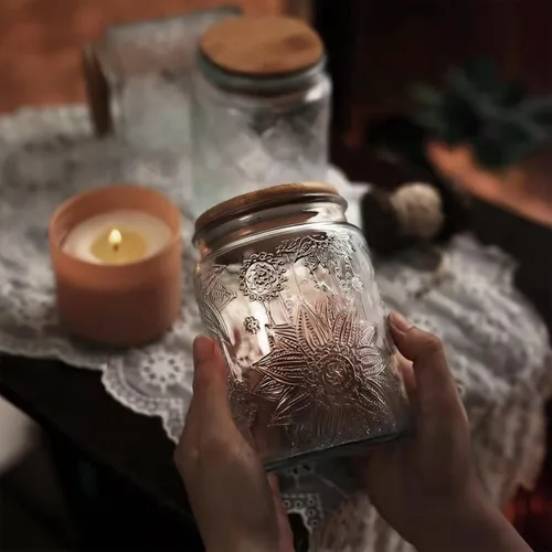 Miniatura 8 de Custde Tarros de almacenamiento de vidrio con tapa hermética de bambú, 35 onzas líquidas, recipientes decorativos de alimentos para encimera