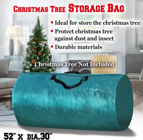 Miniatura 2 de BenefitUSA Bolsa de almacenamiento para árbol de Navidad artificial de alta resistencia (52 pulgadas x diámetro 30 pulgadas para hasta 8 pies, verde)
