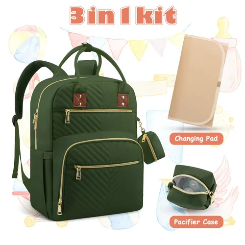 Miniatura 3 de Tenot Mochila para pañales de bebé, bolsas de pañales de viaje para niñas y niños, bolsa de bebé de gran capacidad, mochila para mujeres