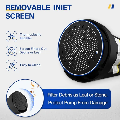Miniatura 3 de Acquaer Bomba de agua sumergible 1/3 HP de 2160 GPH Bomba de sumidero Bomba de utilidad de termoplástico Bomba de agua eléctrica portátil para Gery