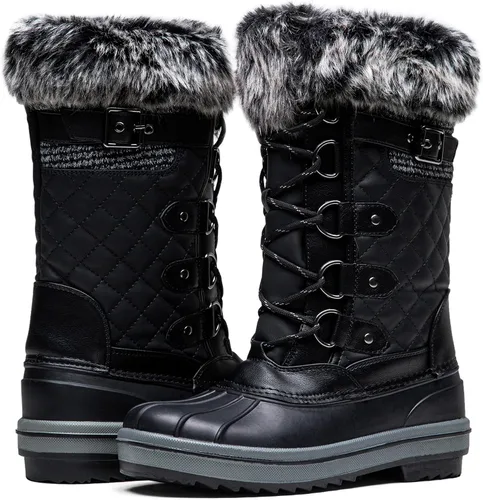 Miniatura 6 de Vepose Botas de nieve de invierno 974A para mujer, impermeables, cómodas, de media pantorrilla, para invierno