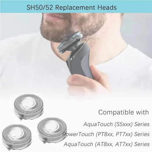 Miniatura 2 de SH50/52 Cabezales de repuesto compatibles con afeitadoras eléctricas Philips Series 5000, cabezales de cuchillas SH50 compatibles