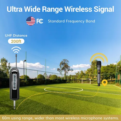 Miniatura 3 de TONOR 4 micrófonos inalámbricos con receptor recargable, micrófonos inalámbricos UHF de 4 x 10 canales con control de volumen, sistema de micrófono