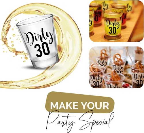 Miniatura 3 de Your Dream Party Shop Dirty 30 vasos de chupito reutilizables para cumpleaños de 30 años, juego de 12, 1.75 onzas, perfectos para decoraciones de 12