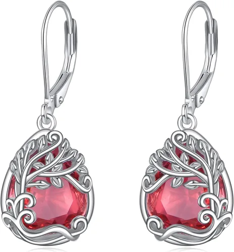 Miniatura 20 de Aretes colgantes con forma de lágrima de filigrana de piedra lunar de plata de ley 925 con cierre de palanca para mujer, regalos de joyería