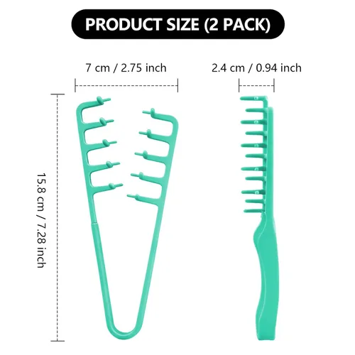 Miniatura 7 de Peine de textura de 2 piezas, peine de volumen para cabello, peine de dientes anchos para rizos, peine de peinado, peines para hombres, juego