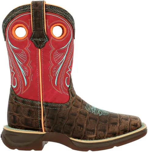 Miniatura 3 de Durango Lil Little Kids Gator Emboss Western Botas, Rojo