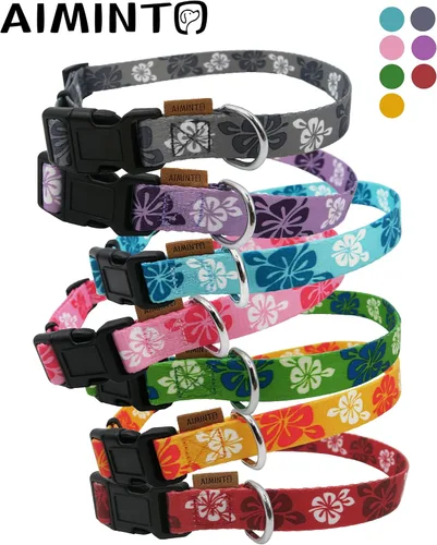 Miniatura 4 de Collar de perro, bonito patrón floral, collar suave y ajustable con hebilla de liberación rápida (S (cuello 11-18 pulgadas, ancho 5/8 pulgadas)