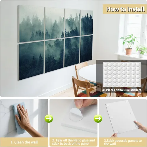 Miniatura 7 de Art3d Paneles de pared insonorizados de 48 x 32 pulgadas, paquete de 8 paneles acústicos de pared decorativos absorbentes de sonido para sala