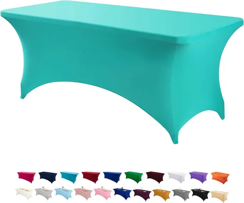 Miniatura 45 de Peomeise - Funda de mesa de elastano de 4 pies, mantel rectangular elástico de elastano (verde manzana, 4 pies)
