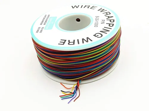 P/N B-30-1000 - Carrete de cable de cobre chapado en estaño 30 AWG, 820.2 ft, soldadura de PCB blanco, recubierto de PVC, alambre de cobre estañado,