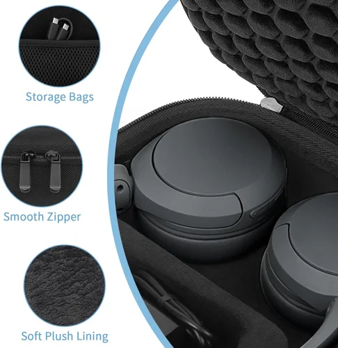 Miniatura 4 de Yinke Funda rígida para auriculares Sony WH-CH510 /JBL Tune 510BT, funda protectora de viaje, bolsa de almacenamiento (negro)