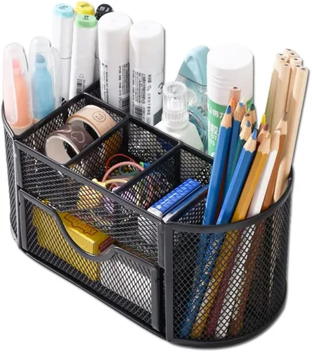 Miniatura 8 de Organizador de escritorio, almacenamiento de papelería, soporte para lápices para escritorio, malla de alambre, suministros de oficina, diarios