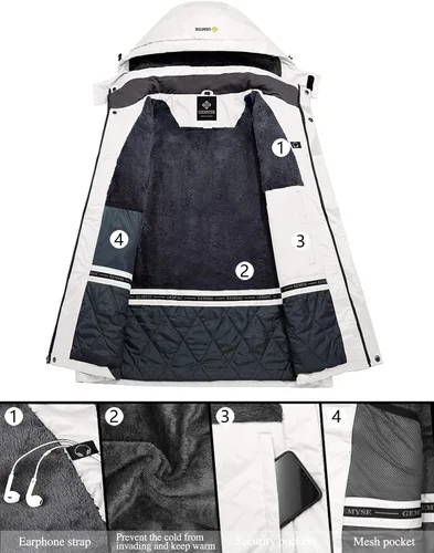 Miniatura 6 de GEMYSE Chaqueta impermeable de esquí de montaña para mujer, chaqueta de lluvia resistente al viento