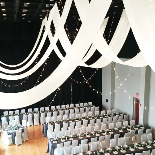 Miniatura 15 de 6 paneles de cortinas blancas para techo de boda, cortinas de techo de 5 x 10 pies, cortinas de tela transparente para arco de boda, cortinas